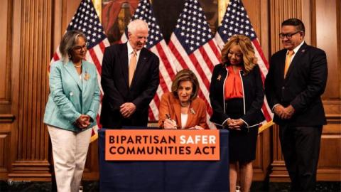 Speaker Pelosi signs the most significant gun violence prevention legislation in decades.