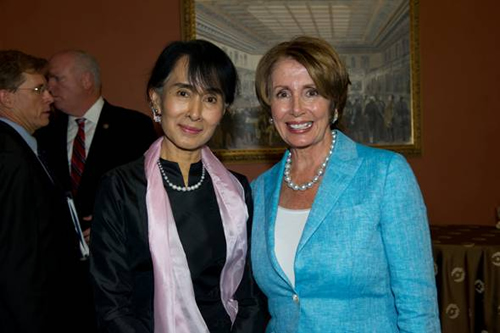 Congresswoman Pelosi with Daw Aung San Suu Kyi 