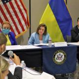 Congresswoman Nancy Pelosi joins with His Holiness the Dalai Lama during his visit to Congress to celebrate his role as a compassionate religious leader, an astute diplomat, and an undaunted believer in the power of nonviolence for the Tibetan people