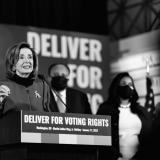 Congresswoman Nancy Pelosi speaks at a “Deliver for Voting Rights” press conference 
