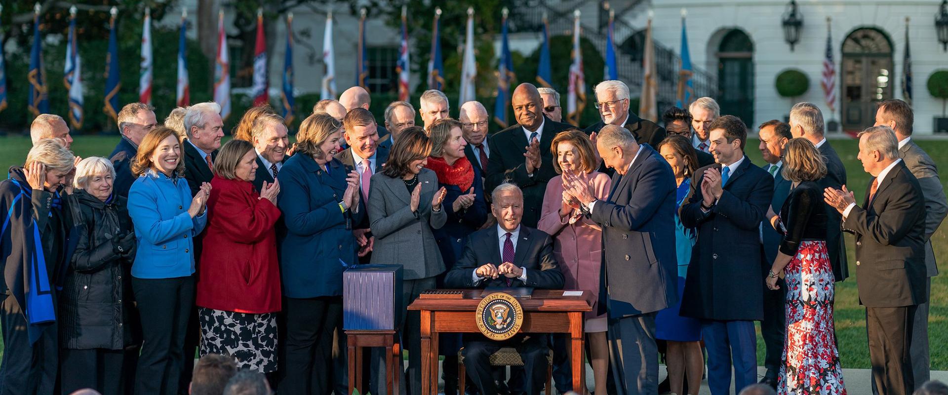 President Biden signs the Bipartisan Infrastructure Bill into law.