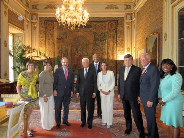 Democratic Leader Nancy Pelosi and Members of the Congressional delegation meet with the President of Italy, President Sergio Mattarella.