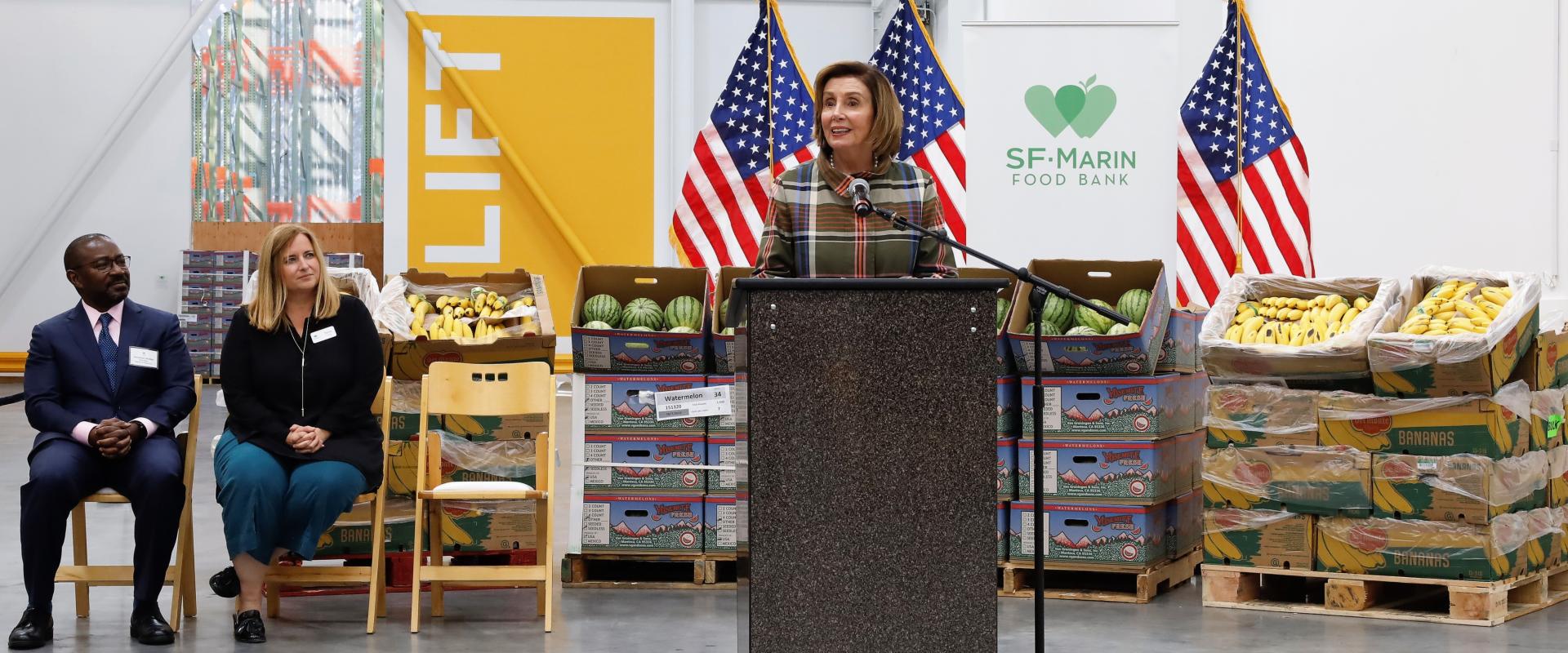 Congresswoman Nancy Pelosi joined San Francisco  Marin Food Bank Vice Chair Johnathan Walker, Executive Director Tanis Crosby and the rest of the Staff and Board at the ribbon cutting of their  new warehouse expansion, which will allow the Food Bank to dis