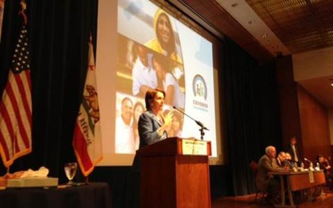  Congresswoman Nancy Pelosi delivers remarks at the Covered California Forum at UCSF Mission Bay.