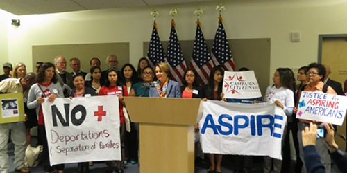 Congresswoman Pelosi joins with community leaders from labor, faith, and advocacy groups in a roundtable discussion to discuss the efforts to achieve comprehensive immigration reform.